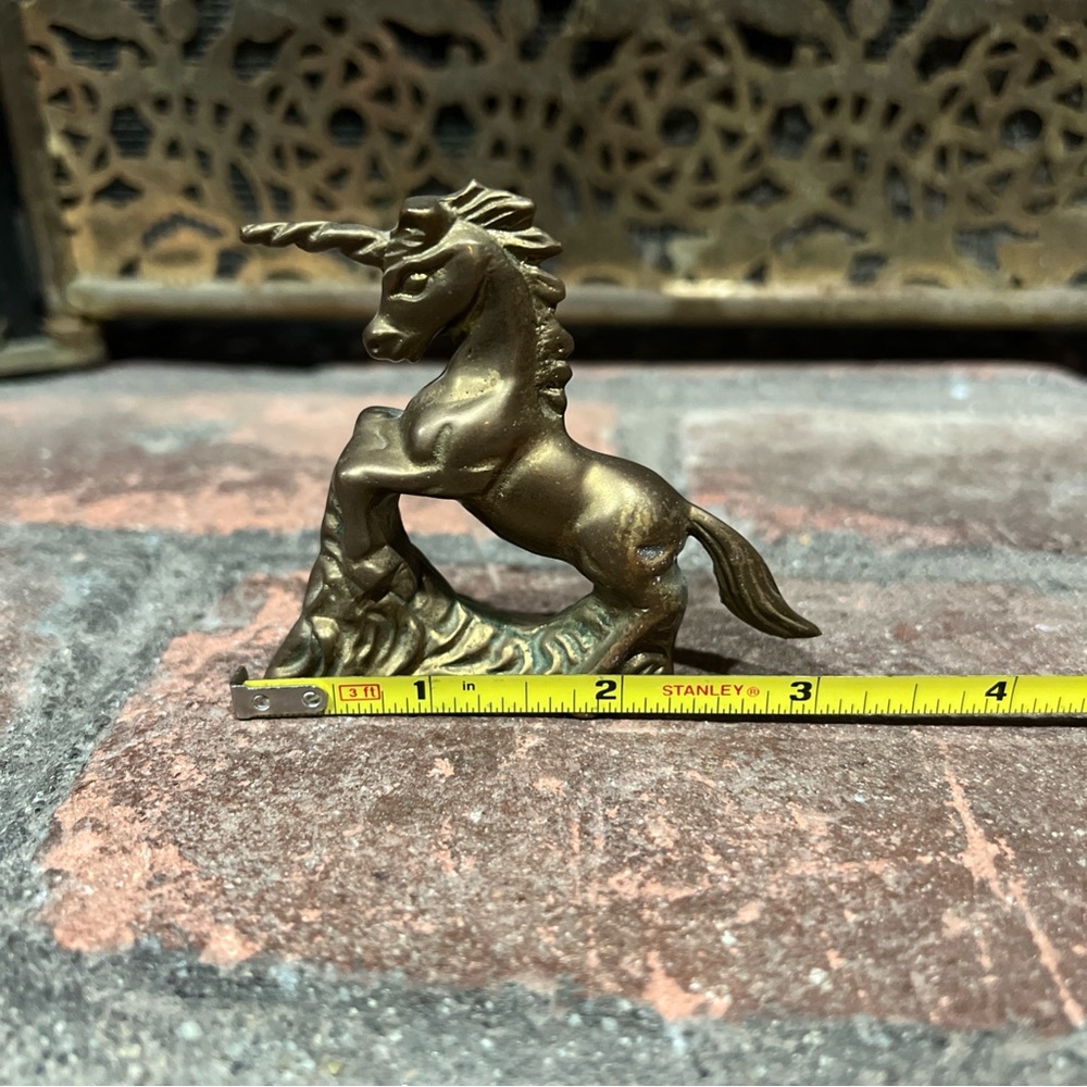 Vintage Solid Brass Unicorn Figurine - Elegant Home Accent/paper weight - Picture 7 of 8